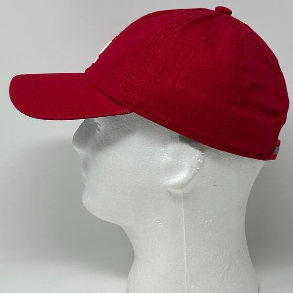 Adidas Climalite Dad Hat Baseball Cap Red Logo Strapback 6 Panel Unstructured - Picture 6 of 10